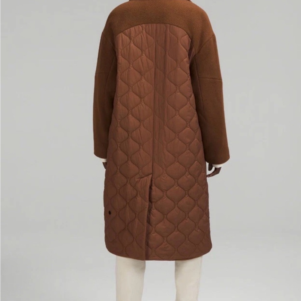 NWT Lululemon Cognac Quilted Wool Long Coat for Petites 00-2 (MSRP $498) - Picture 2 of 16